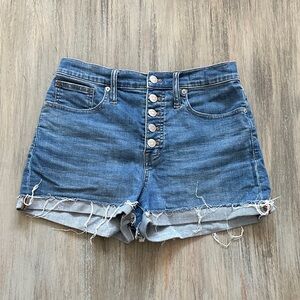 Madewell Blue Jean Shorts with Frayed Hem